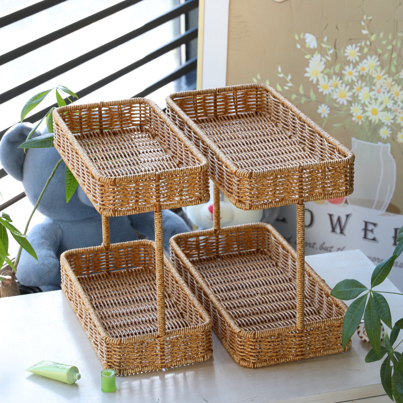 Multi-Tiered Wicker Storage Display Tray Kalsten
