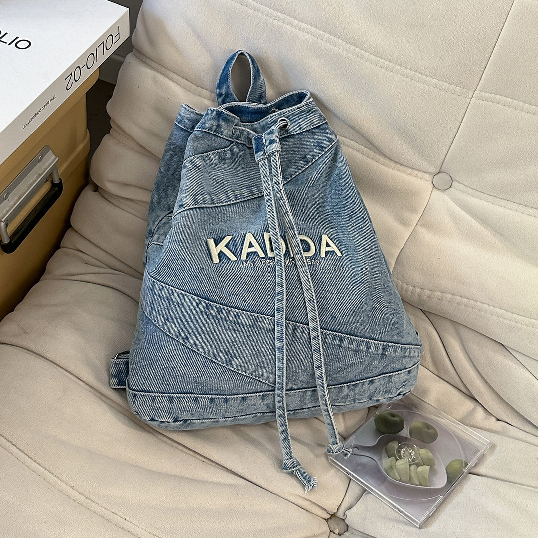 Casual Drawstring Denim Backpack Kalsten