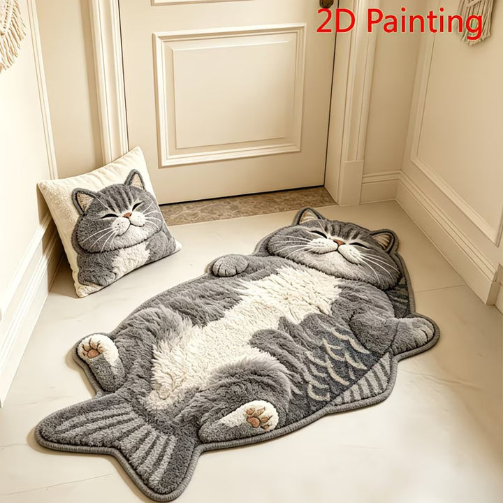 Cute Cat-Shaped Plush Rug