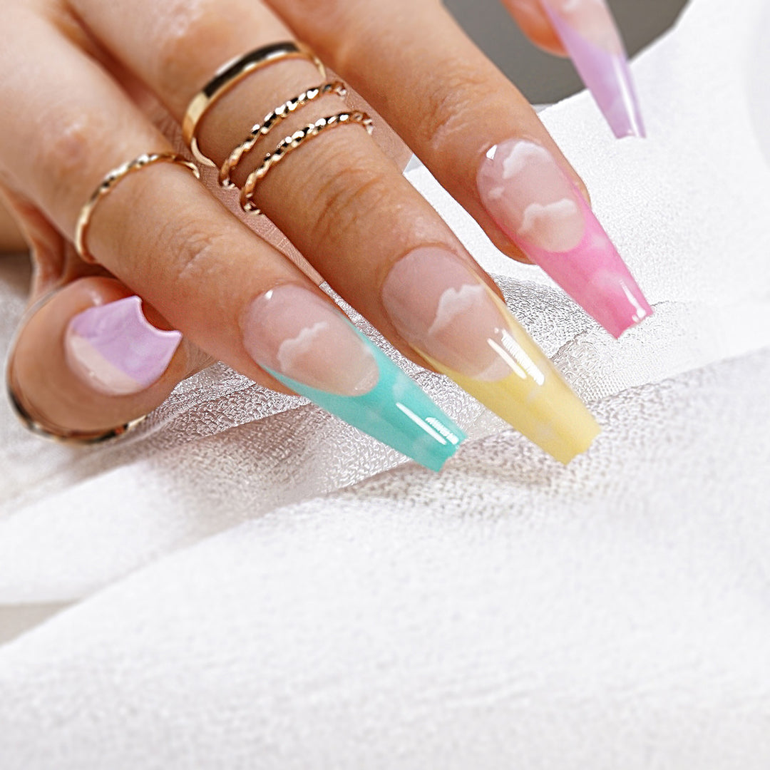 Artistic Acrylic Nails with Cloud Design Kalsten