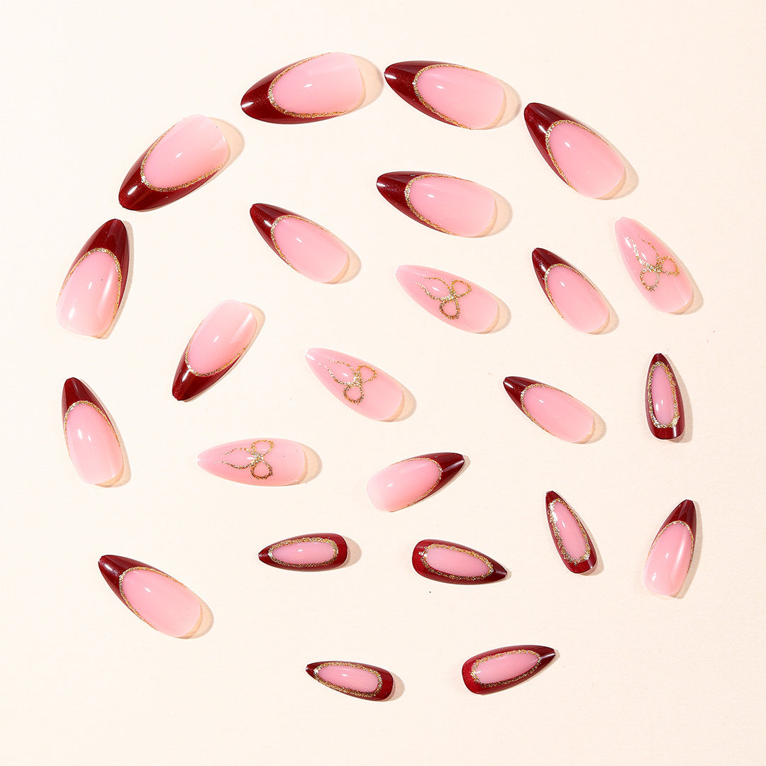 Elegant Stiletto Nail Art Extensions with Gold Accents Kalsten 1789713348