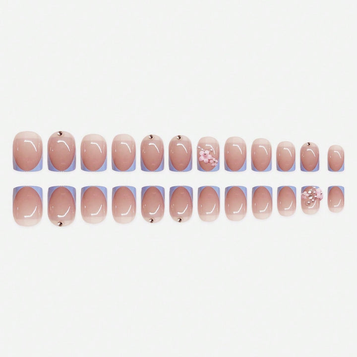 Artistic Press-On Nail Art Set with Floral and Gem Elements Kalsten