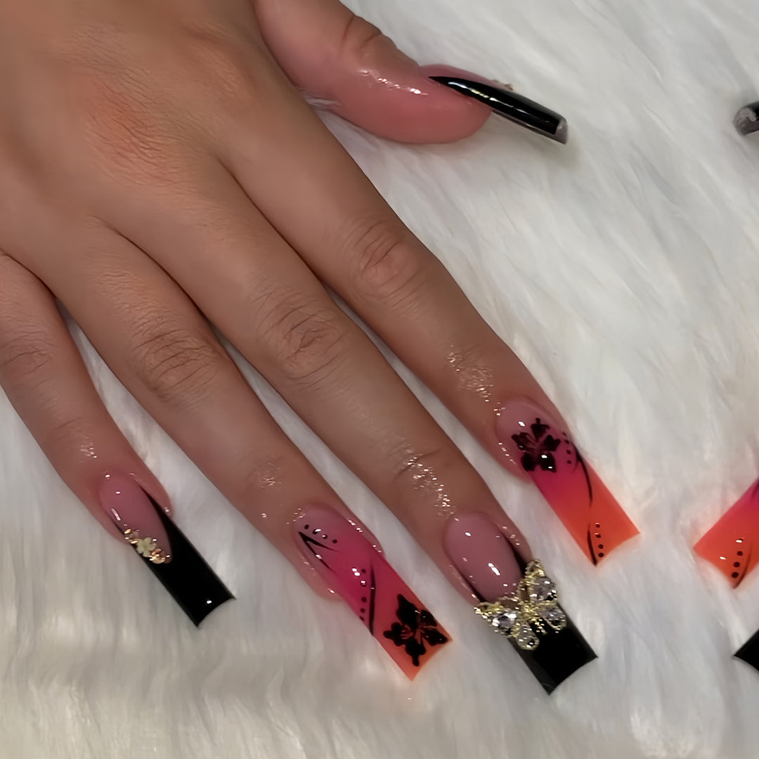 Premium 3D Floral Press-On Nail Art Kalsten
