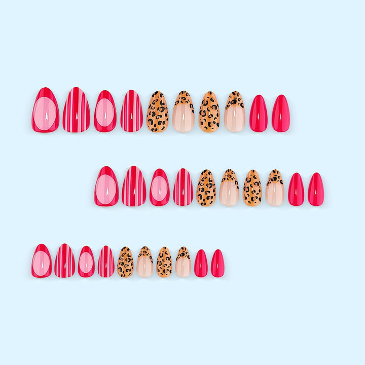 Artificial nails with trendy leopard and striped decorations Kalsten