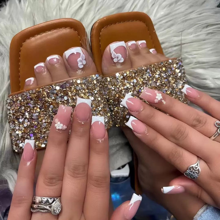 Elegant French Tip Press-On Nail Art Set Kalsten