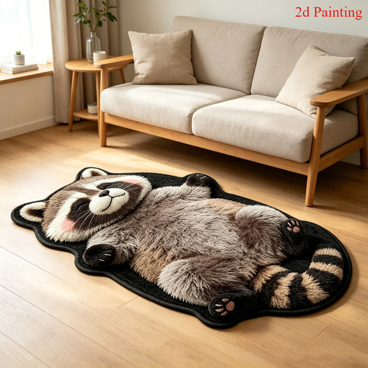 Cartoon Cat-Themed Plush Area Rug