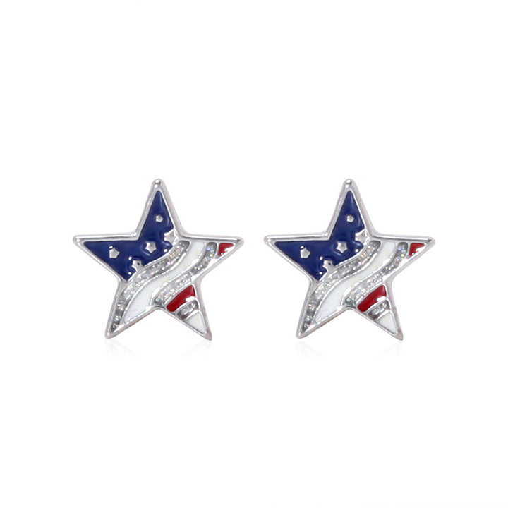 Women's long multi-layer star drop earrings with crystal embellishments and rhodium-plated alloy Kalsten