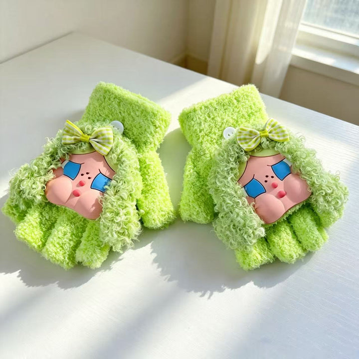 Cute Plush Character Fingerless Gloves Kalsten