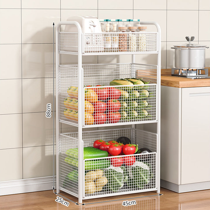 Rolling Kitchen Storage Organizer with Adjustable Mesh Baskets Kalsten