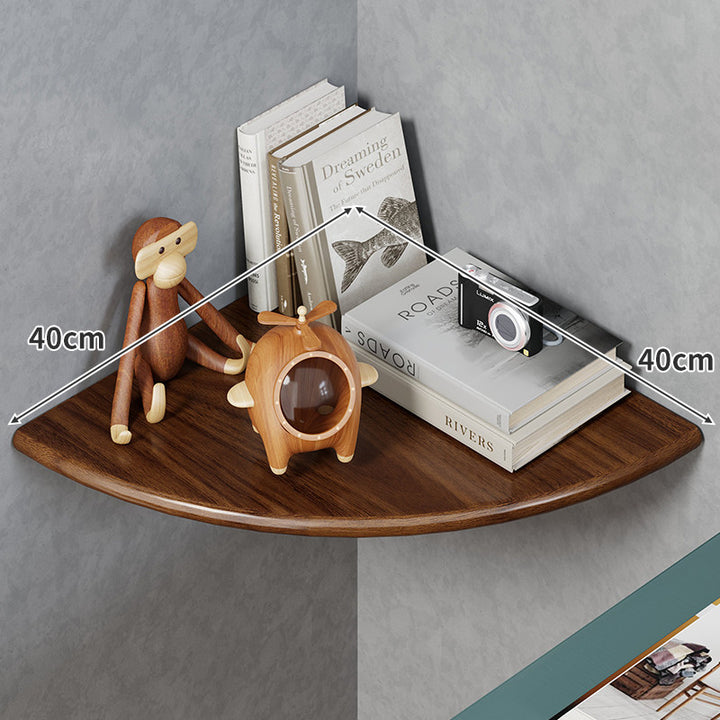 Quarter-Round Corner Floating Wall Shelf with Concealed Brackets