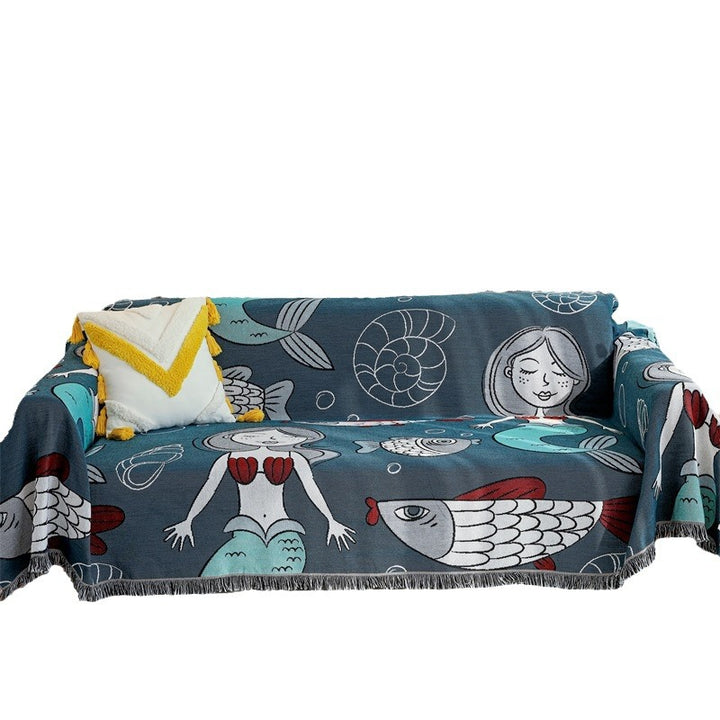 Artistic Cartoon Themed Sofa Throw