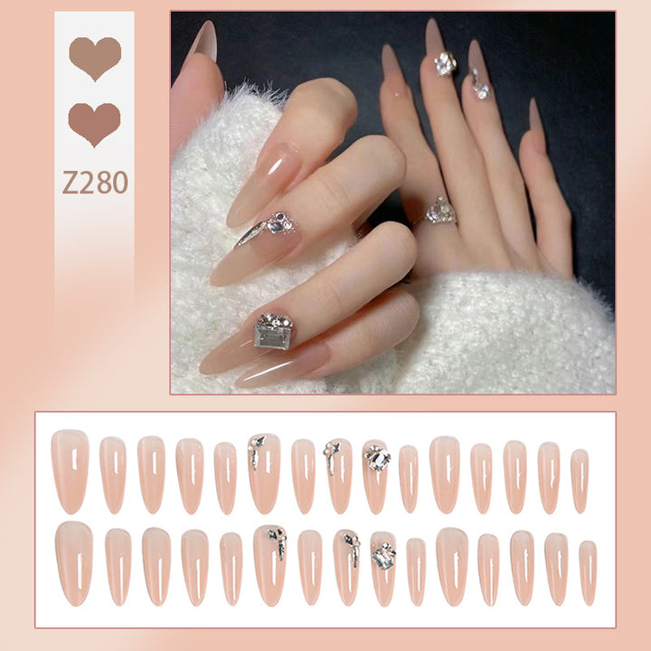 Glamorous and Elegant Artificial Nails with Crystal Accents Kalsten