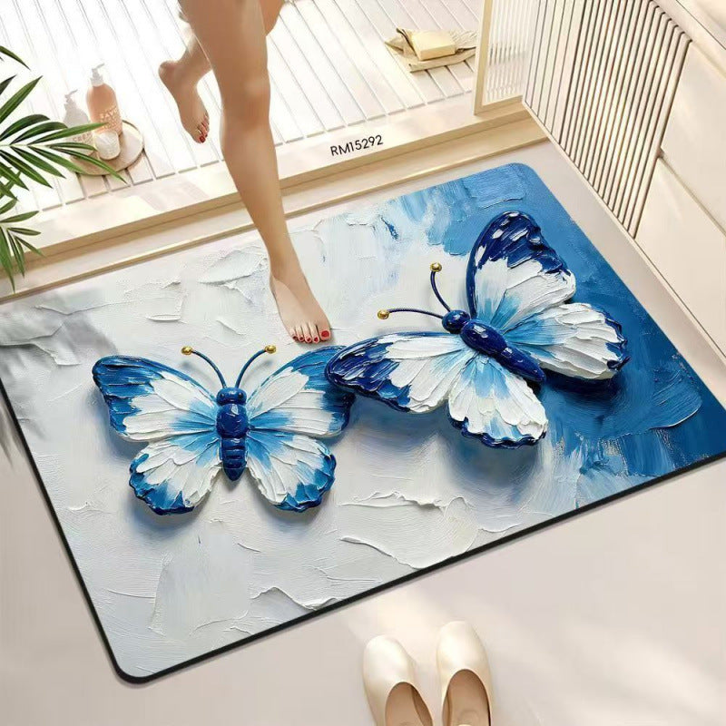 3D Butterfly Pattern Bath Mat