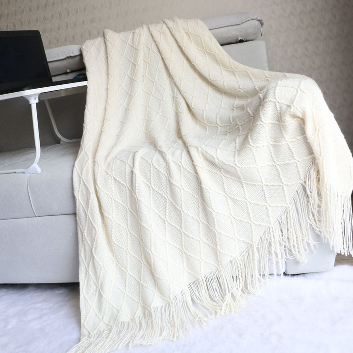Luxury Textured Knit Throw Blanket Kalsten