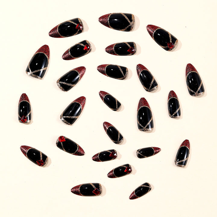 Stiletto Nail Art Extensions with Gem Accents Kalsten