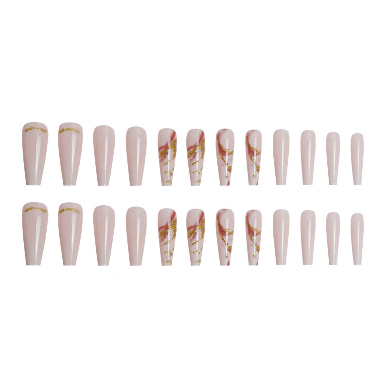 Elegant Long Stiletto Press-On Nails with Artistic Marble Design Kalsten