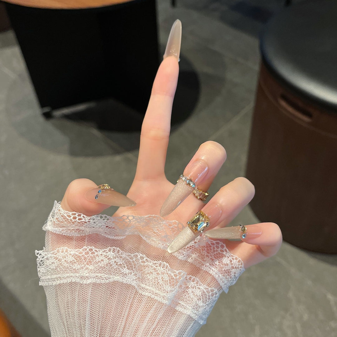 Luxury Rhinestone-Accent Press-On Nail Extensions Kalsten