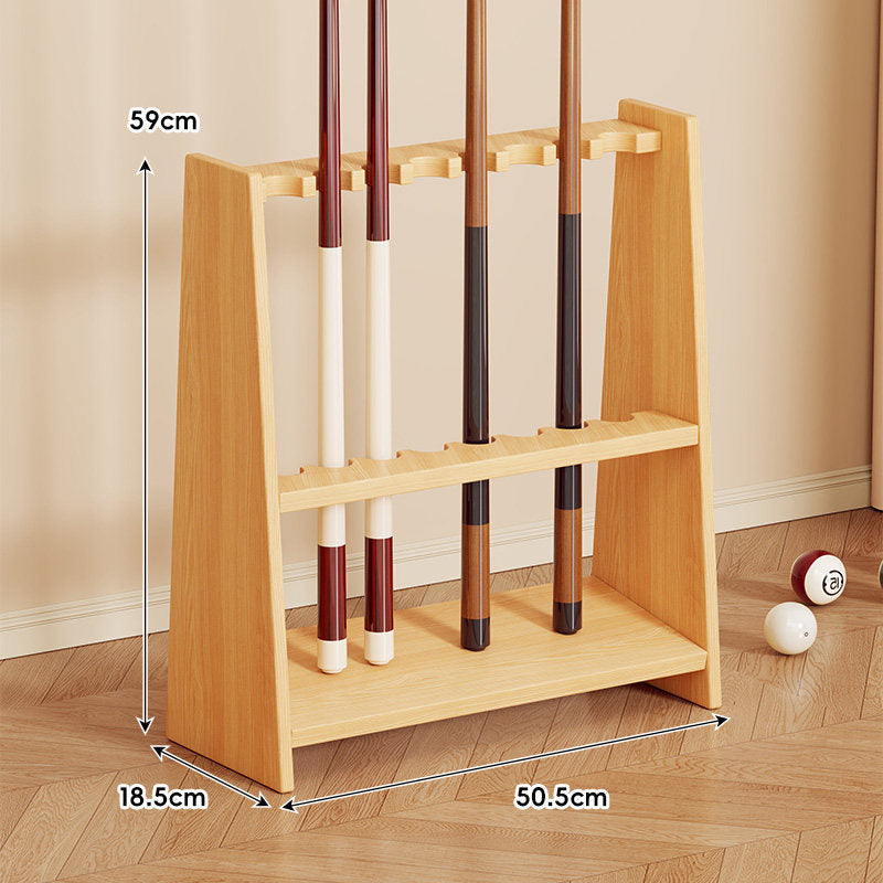 Multi-Slot Freestanding Solid Wood Pool Cue Rack Organizer