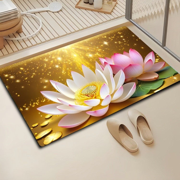 Floral Design Bath Mat Kalsten