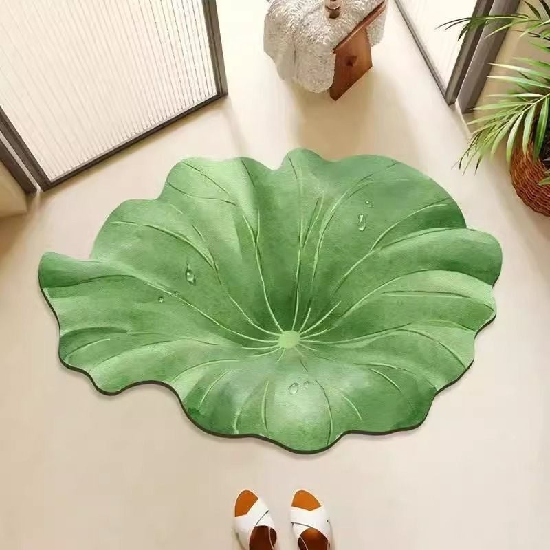 Leaf-Shaped Plush Bathroom Mat