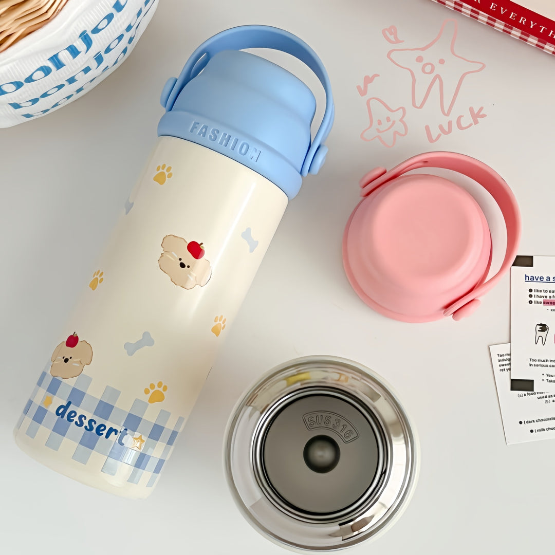 Women's Insulated Drinking Bottle with Cheerful Animal Design Kalsten