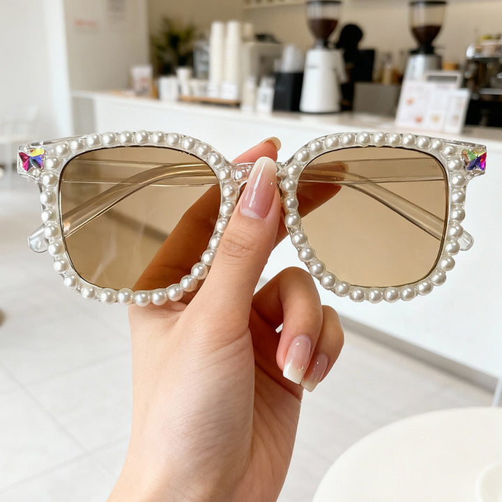 Luxury Pearl-Embellished Cat-Eye Sunglasses Kalsten