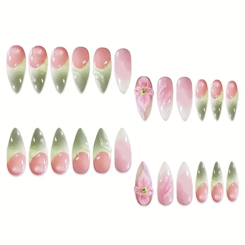 Artistic Floral 3D Press-On Nail Art Kalsten