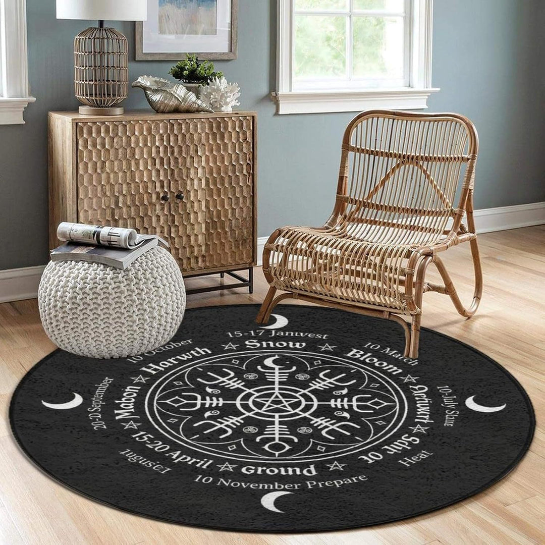 Artistic Celestial Theme Round Rug