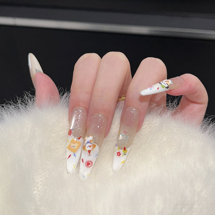 Decorative Press-On Nail Art Set with Glitter Accents Kalsten