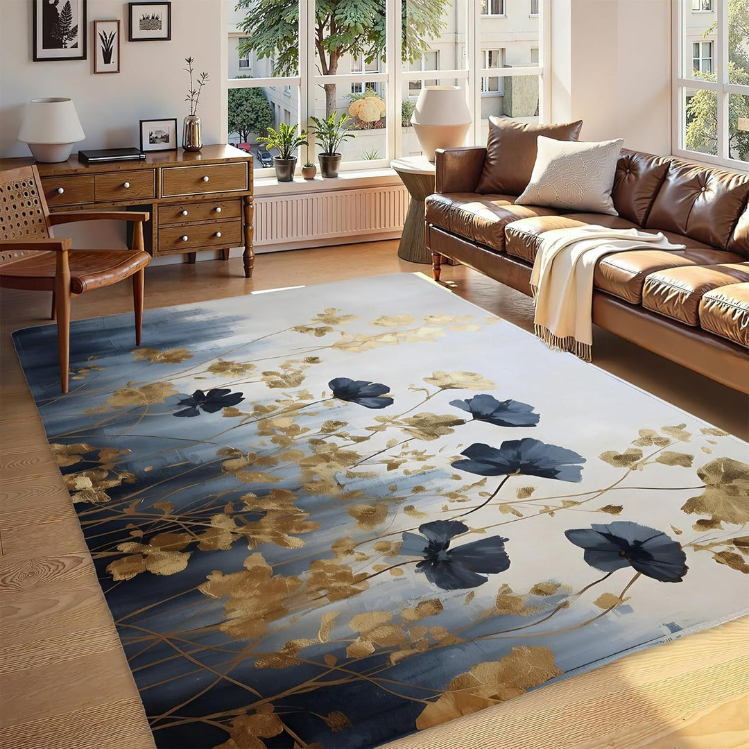 Abstract Leaf Print Area Rug