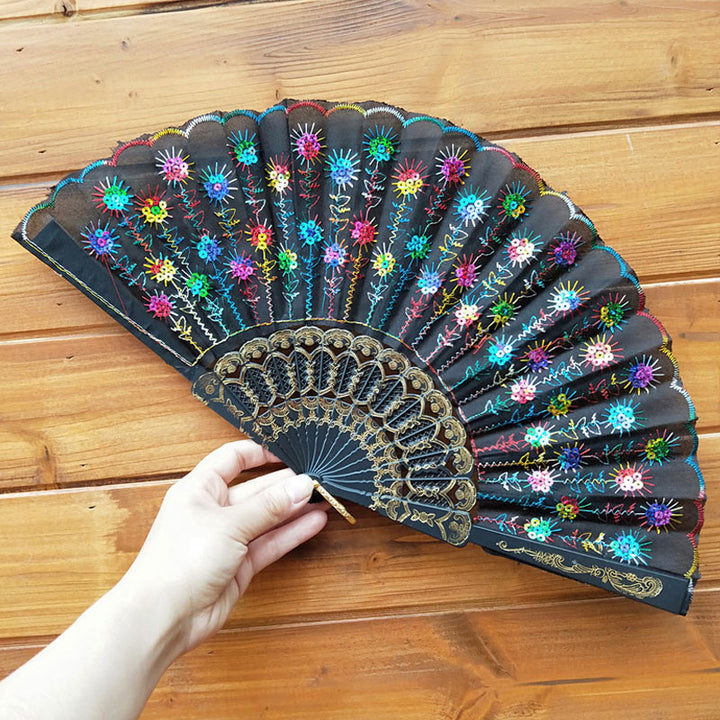 Women's high-quality lace fan with artistic floral motifs Kalsten