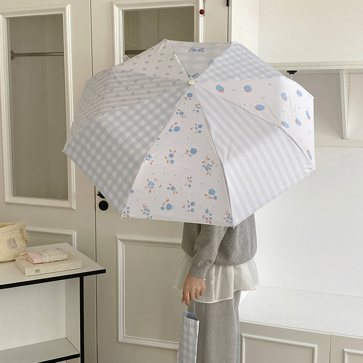 Women's elegant compact umbrella with Gingham pattern Kalsten