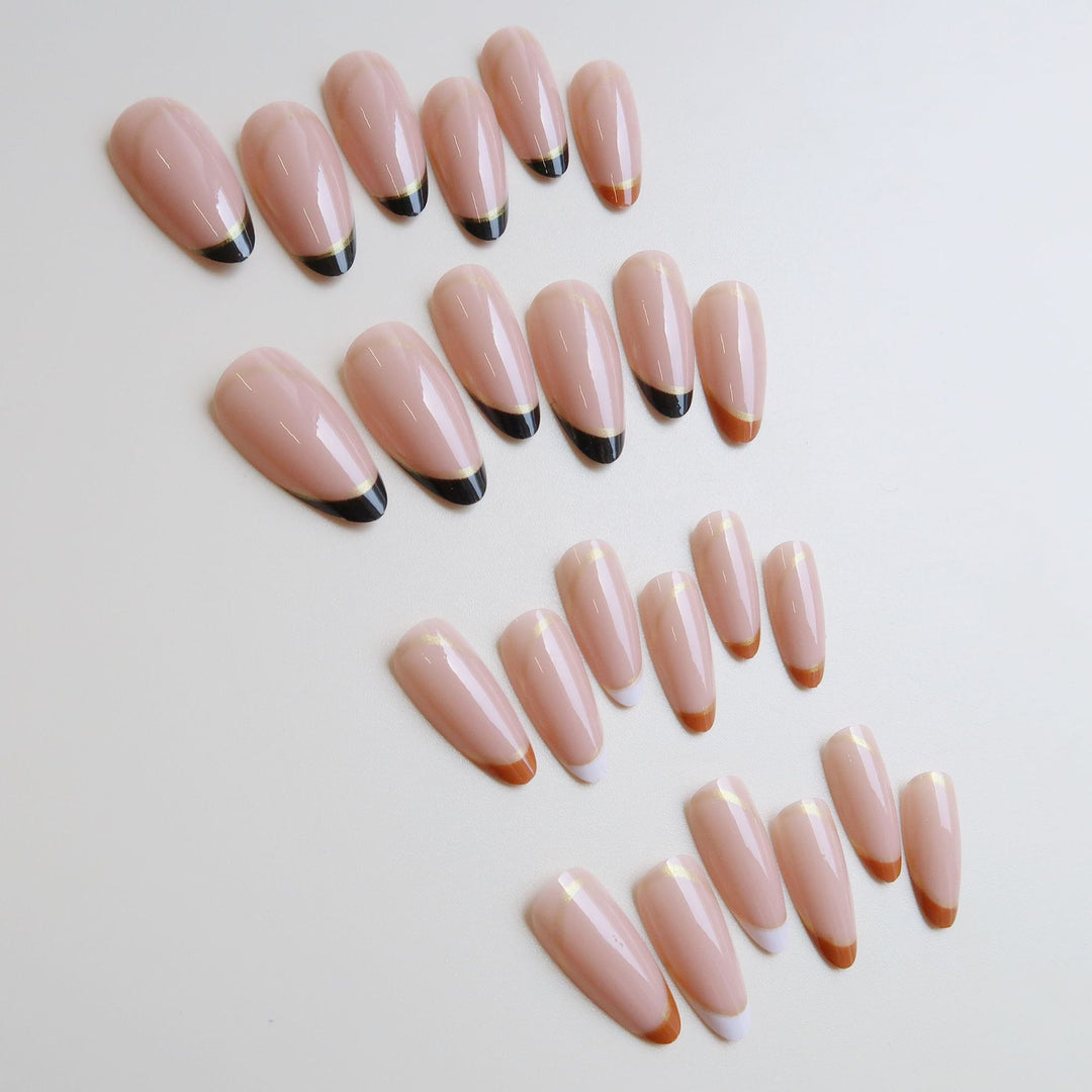 Elegant Stiletto Press-On Nail Set with Gold Accents