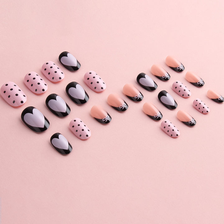 Artistic Heart-Themed Press-On Nail Set Kalsten