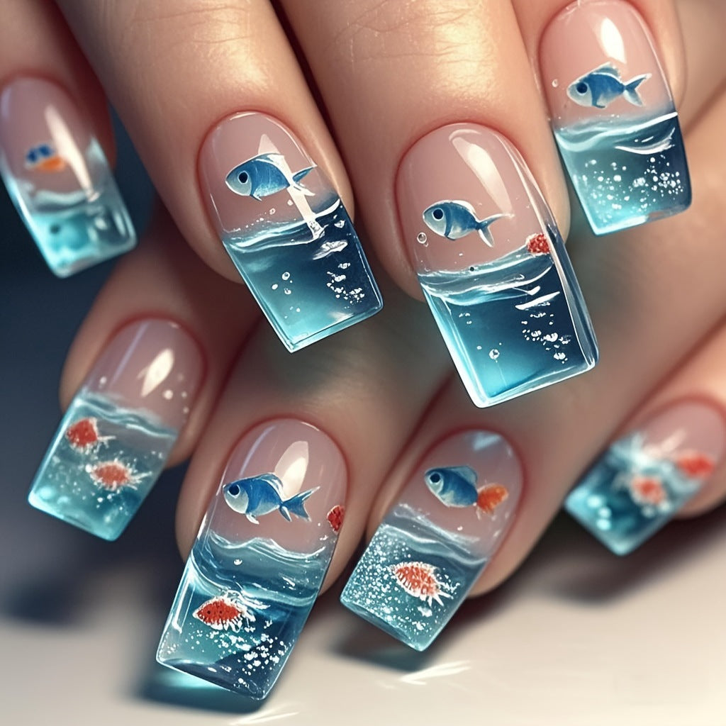 Artificial nail set with maritime design Kalsten