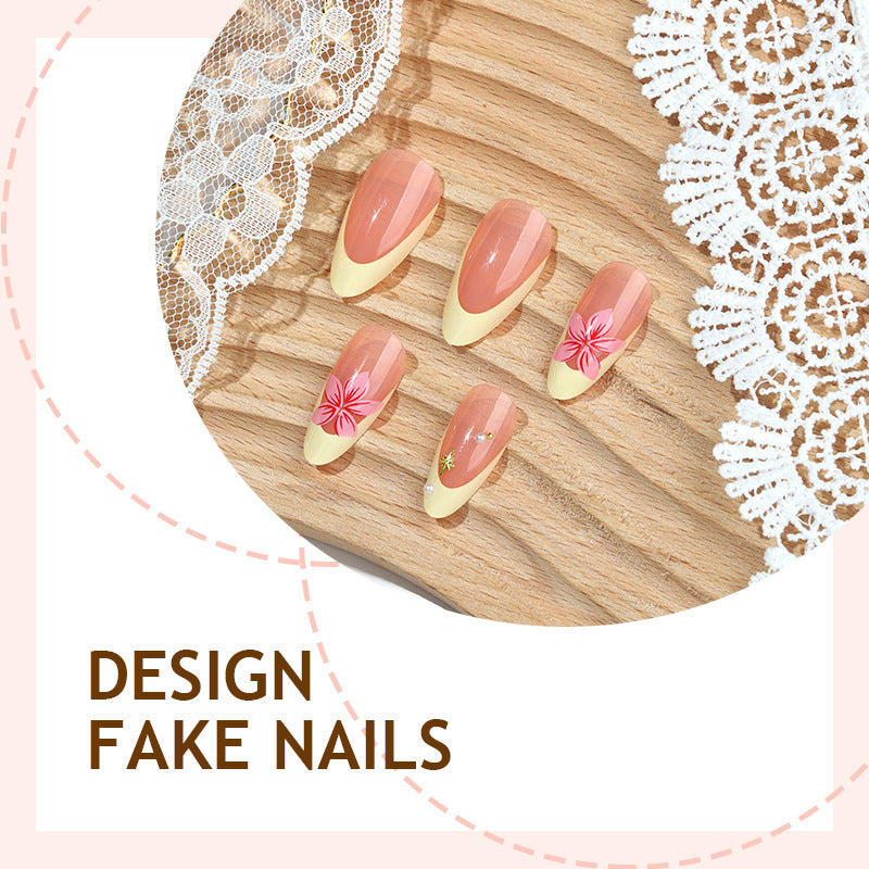 Artificial nail set with elegant flower decorations and fresh design Kalsten