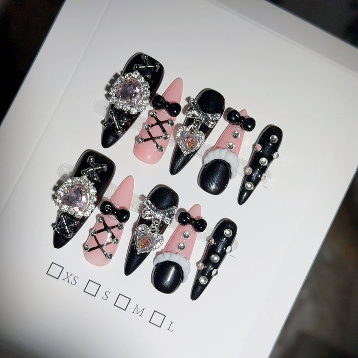 Glamorous Rhinestone-Embellished Press-On Nails