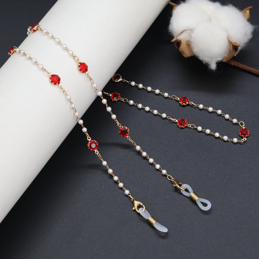 Elegant Pearl and Crystal Eyewear Chain Kalsten