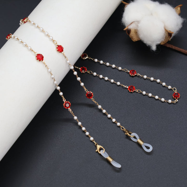 Elegant Pearl and Crystal Eyewear Chain Kalsten