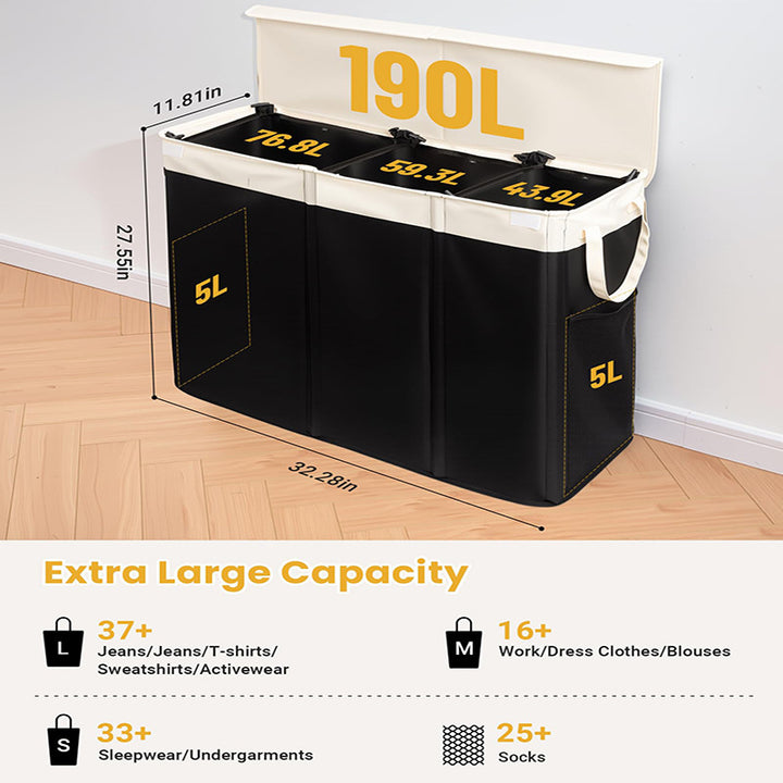 Generous laundry container with removable inner pockets Kalsten