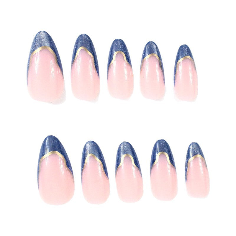 Elegant French Tip Blue Ombre Nail Enhancements Kalsten