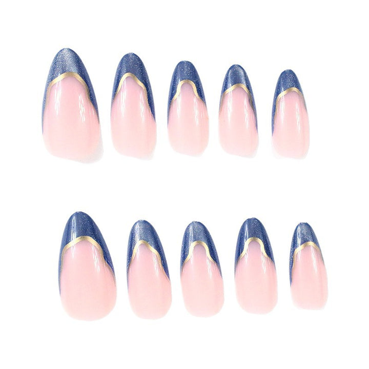 Elegant French Tip Blue Ombre Nail Enhancements Kalsten
