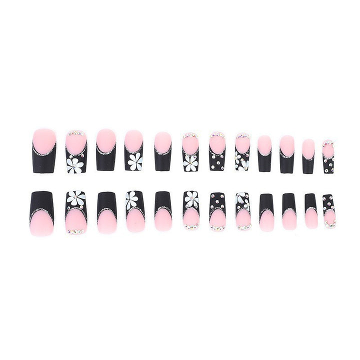 Glamorous Floral and Rhinestone Nail Art Set