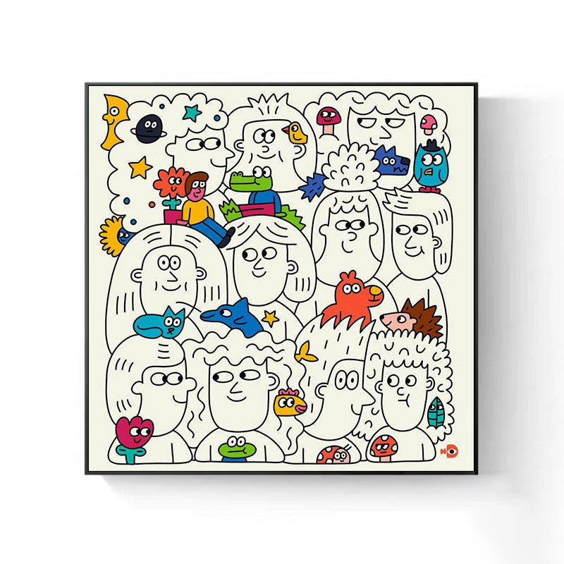 Playful Cartoon Character Canvas Artwork