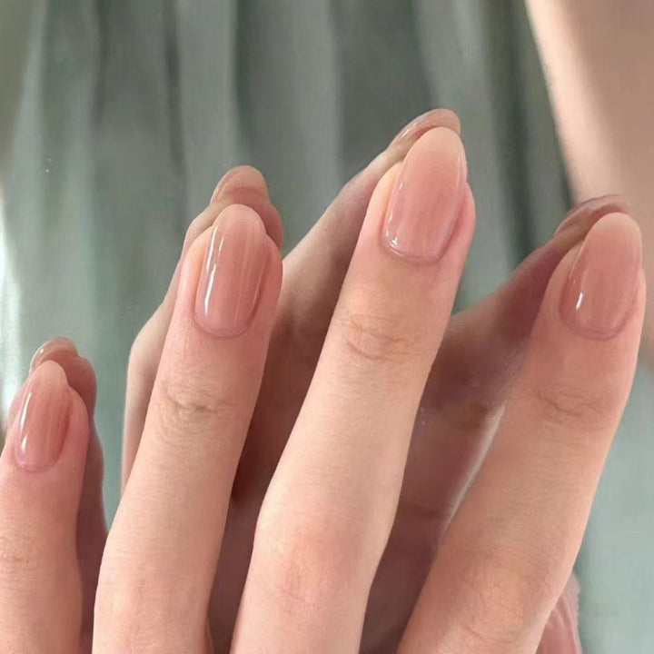 Natural Glossy Almond-Shaped Press-On Nail Tips Kalsten
