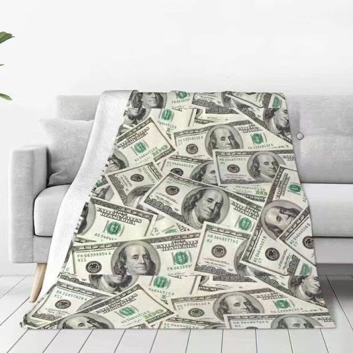 Artistic Money-Themed Throw Blanket