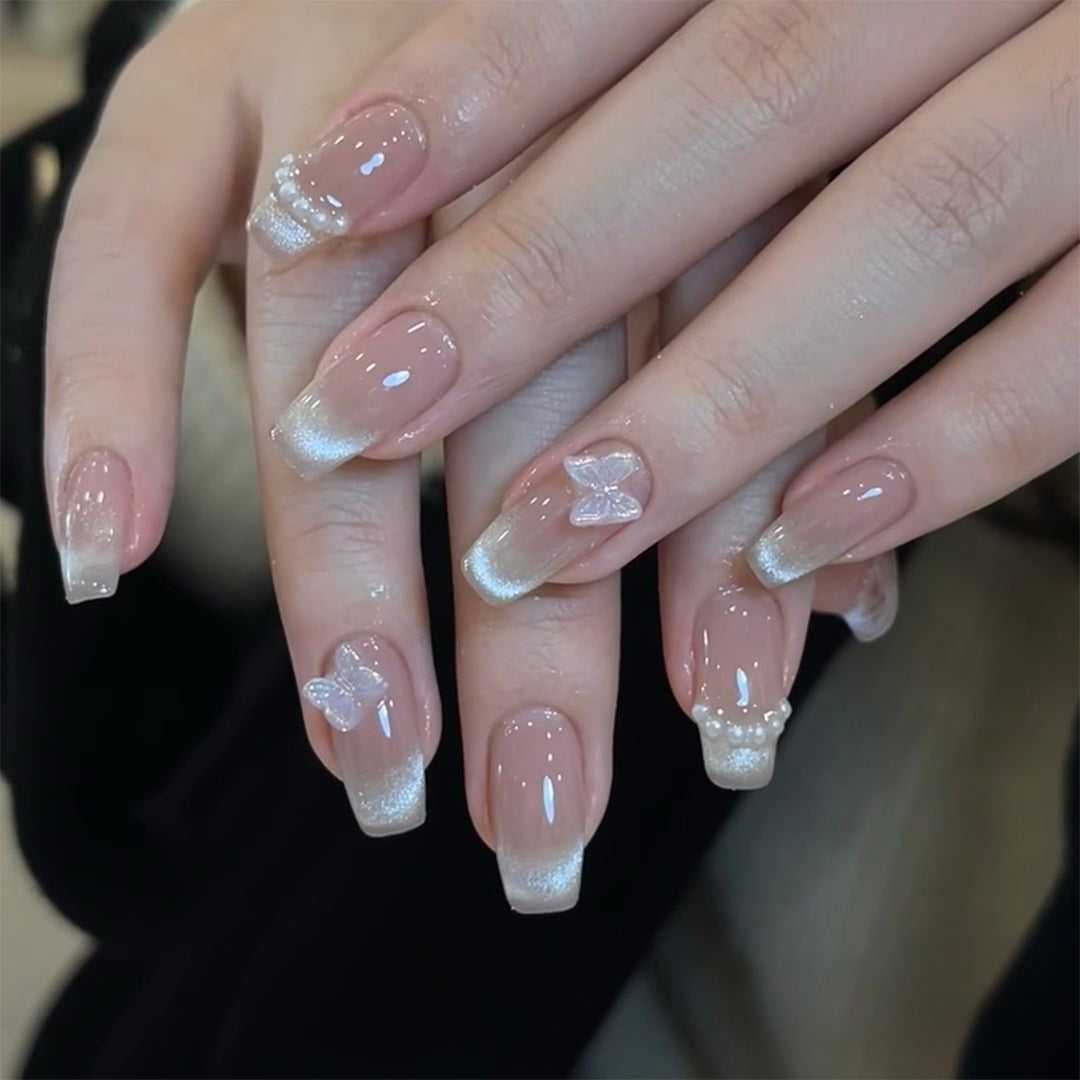 Acrylic nail set with elegant rhinestone decorations Kalsten