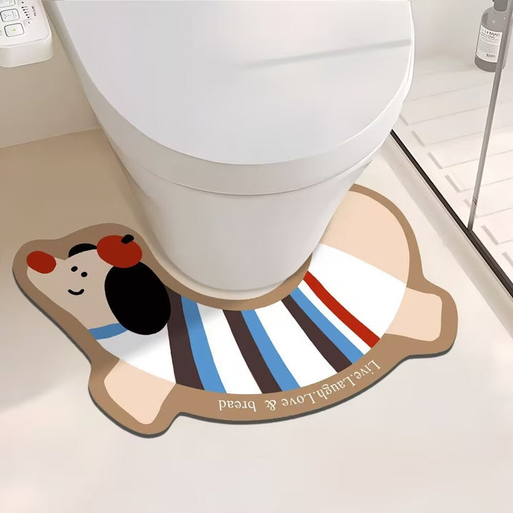 Cartoon Dog-Themed Bathroom Mat