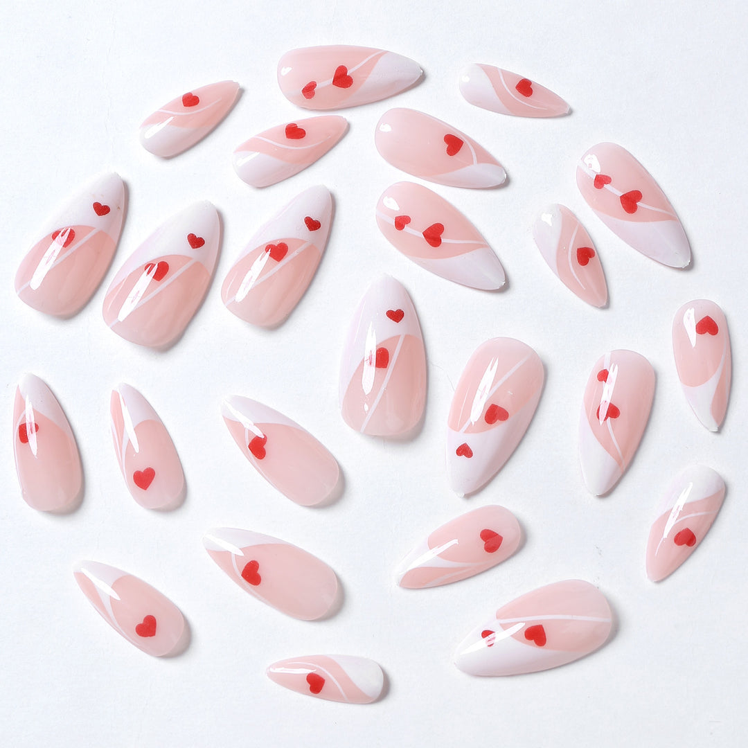 Artistic Heart-Patterned Press-On Nail Art Kalsten