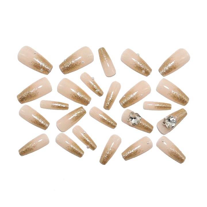 Shiny artificial nails with 3D decoration Kalsten